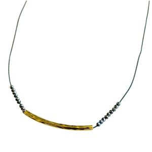 Gorjana GJ Minimalist Choker Pyrite Necklace Hammered Scoop 18k Gold Plated 14"